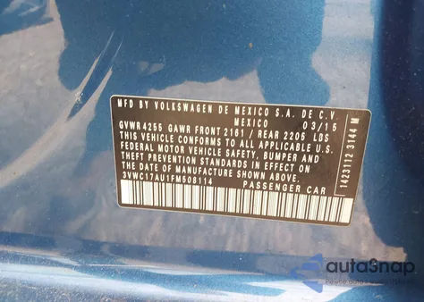 2015 Volkswagen Golf Sportwagen Tsi Sel 4-Door из США, поврежденный, VIN 3VWC17AU1FM508114